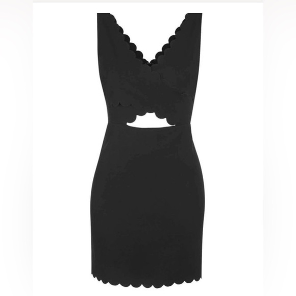 Topshop Black Scalloped Mini Dress - Picture 8 of 8
